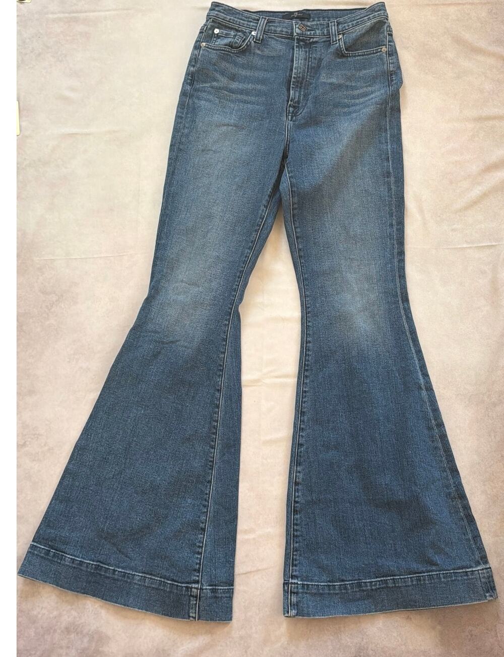 7 For All Mankind High-Rise Black Faux Leather Split Hem Pants Size Small